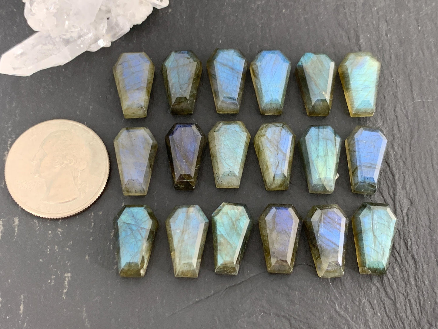 Natural Labradorite Coffin Cabochon: 10x16mm Gemstone