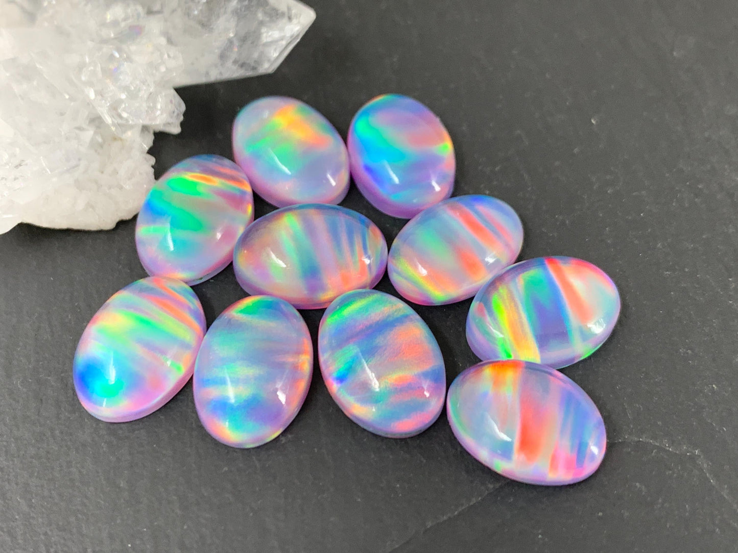 Aurora Opal oval 10x14mm cabochons - Doublet cabochons
