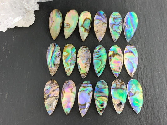 Faceted Abalone pear 8x20mm doublet cabochon