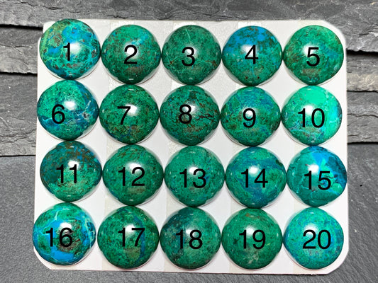 Chrysocolla round 15mm cabochon - Calibrated cabochons