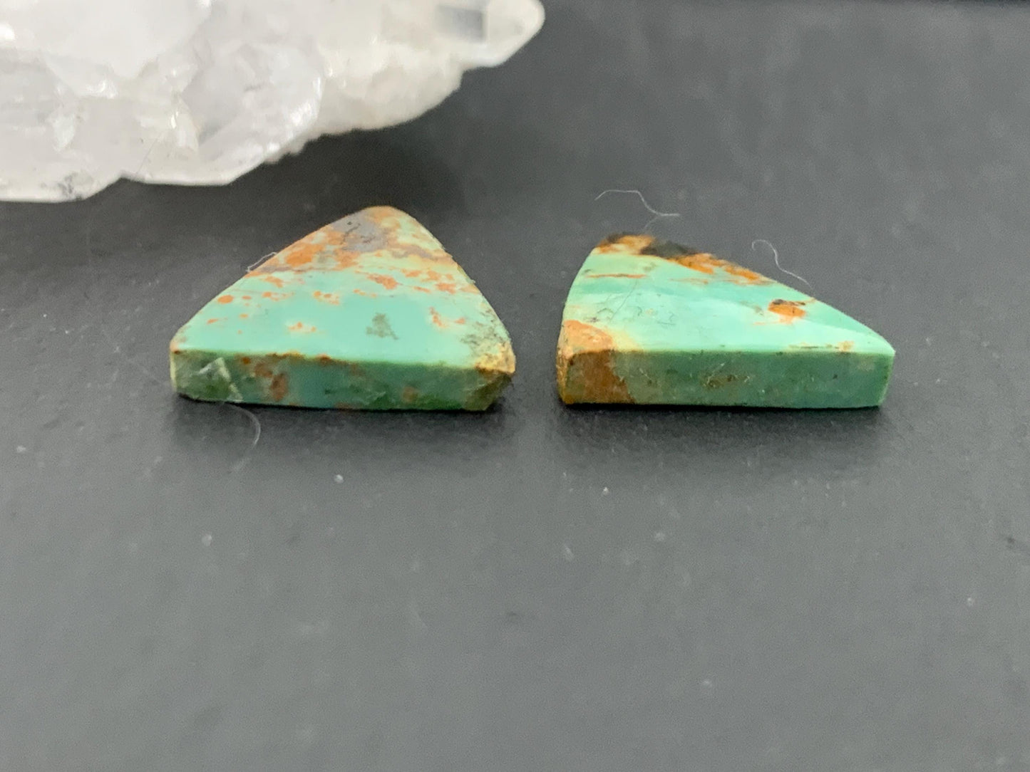 Tibetan Turquoise Pair 12x15mm Cabochon - Hand Cut Cabochon