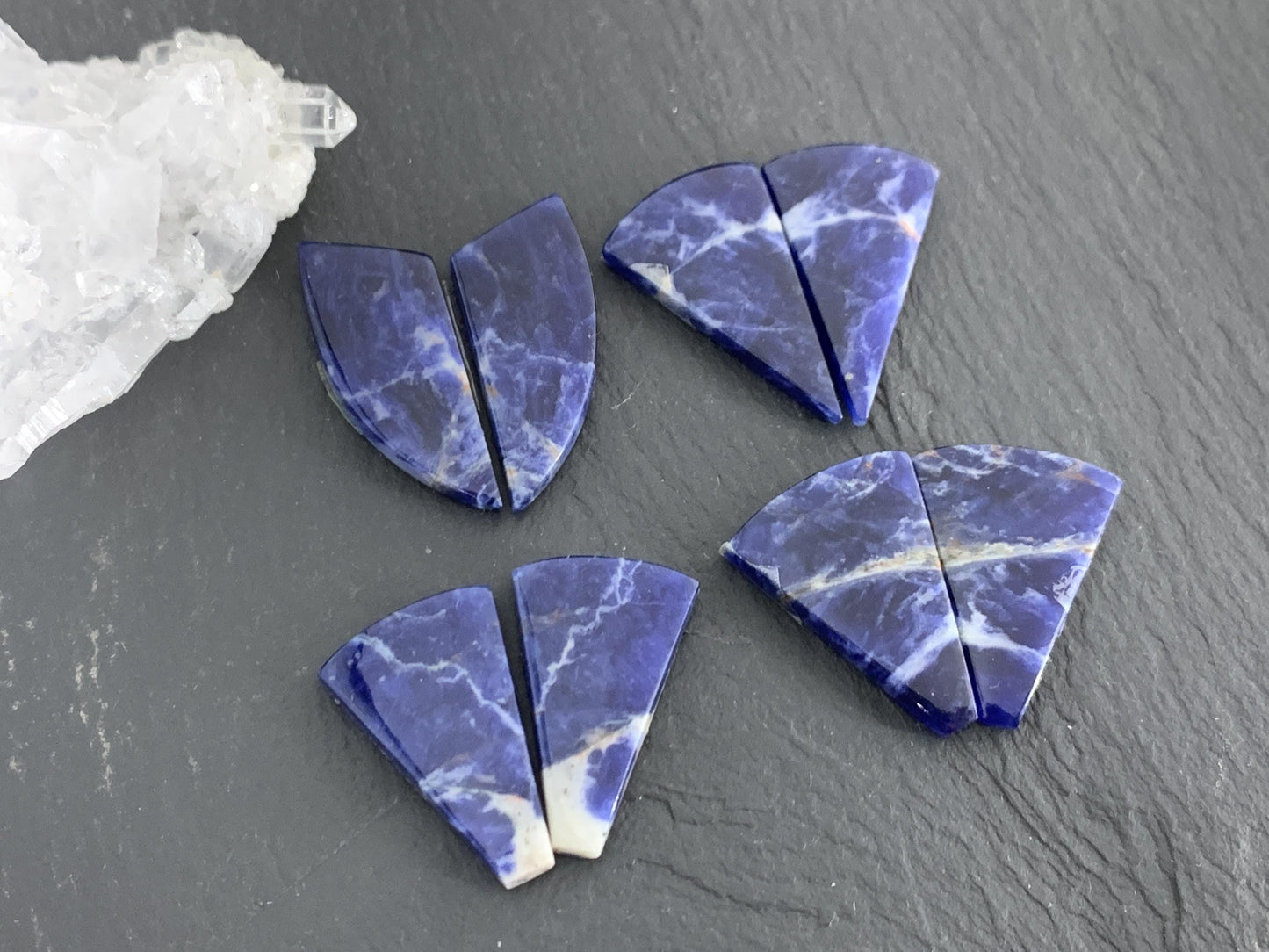 Natural Sodalite pair 22-28mm long cabochon