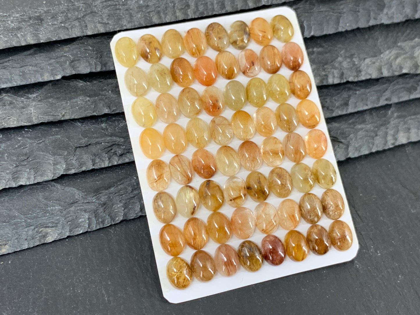 Rutilated Quartz oval 6x8mm cabochon - Calibrated cabochons