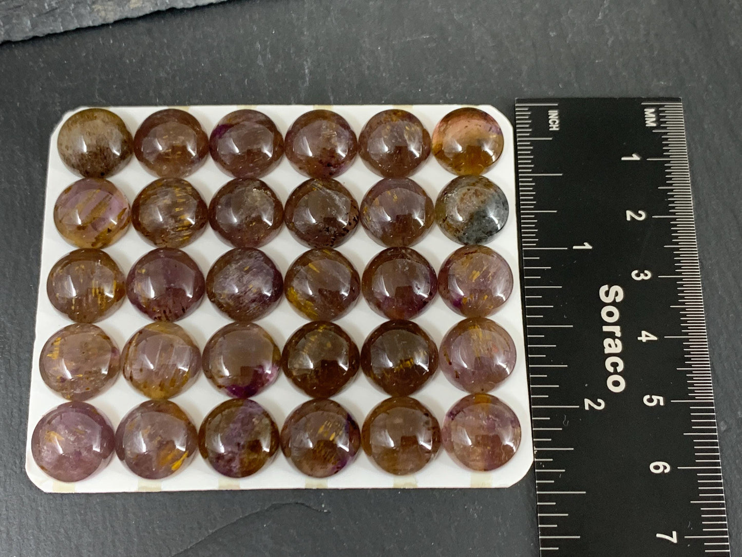 Amethyst Cacoxenite round 12mm cabochon - Calibrated cabochons