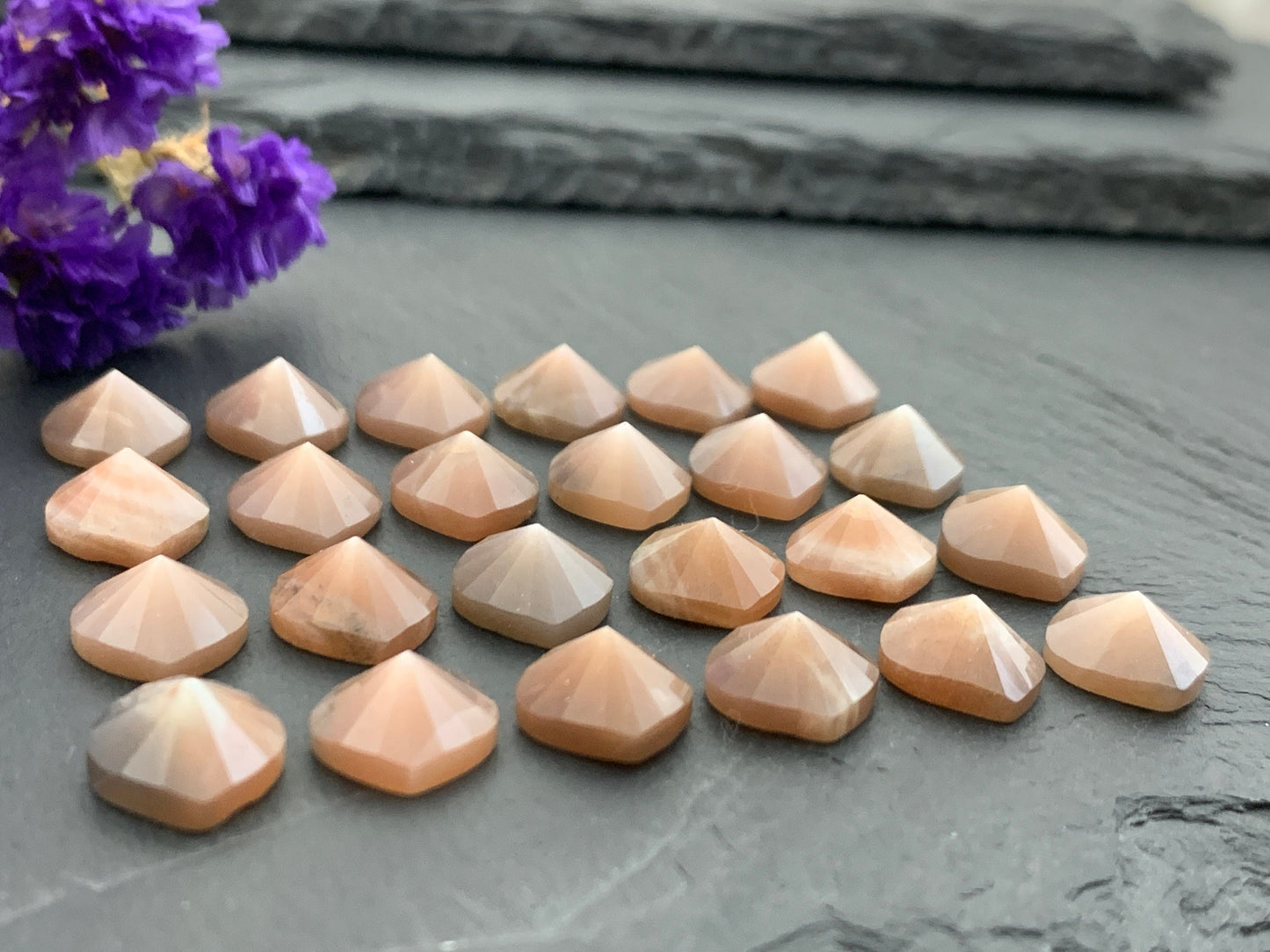 GoldSand Moonstone marquise pyramid 10x12mm cabochon