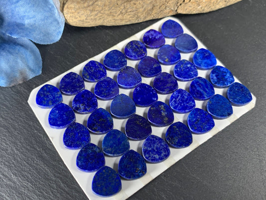 Flat Lapis Lazuli curved triangle 10mm cabochon - calibrated cabochons