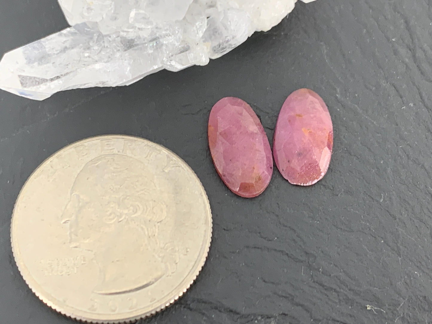 Faceted Ruby pair 7x13x2mm cabochon