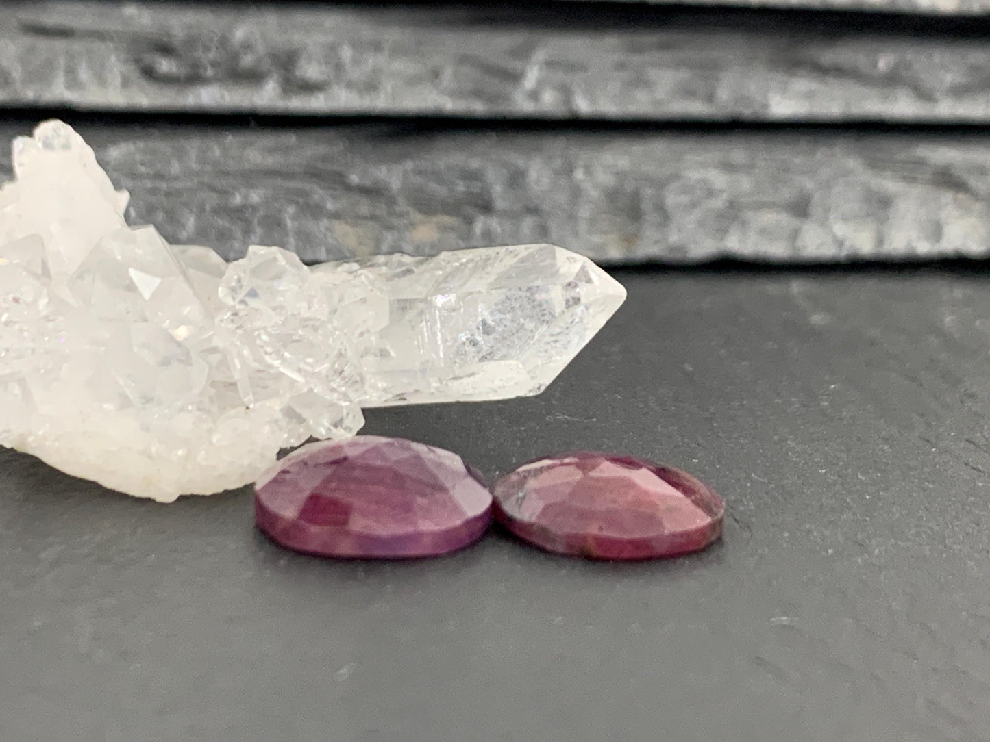 Faceted Ruby pair 12mm cabochon