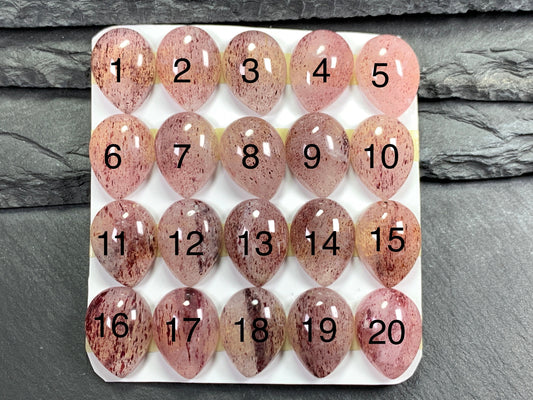 Red Sunstone pear 12x16mm Cabochon - Calibrated cabochons