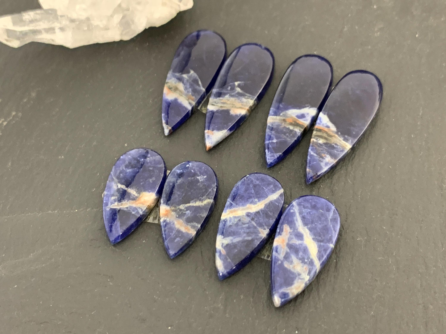 Natural Sodalite pair 21-30mm long cabochon