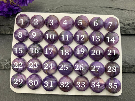 Charoite round 10mm cabochon - Calibrated cabochons