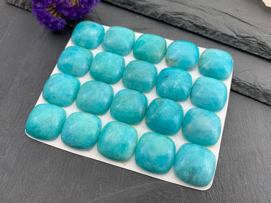 Amazonite square cushion 20mm cabochon - Calibrated cabochons