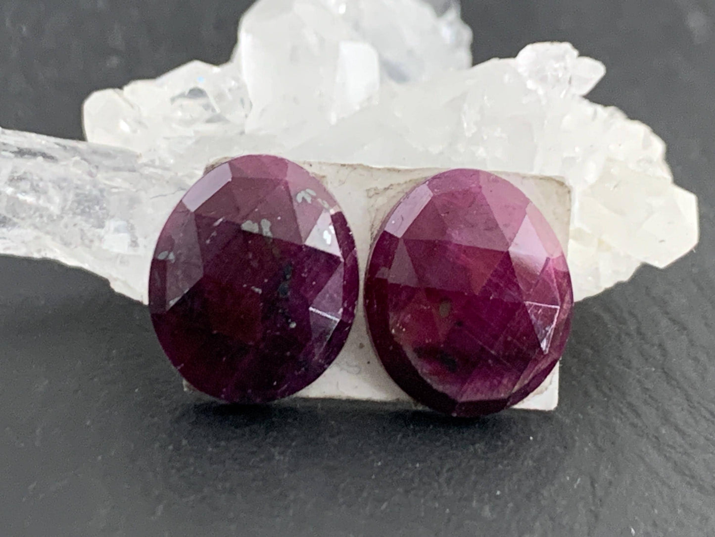 Faceted Ruby pair 10x12x4mm cabochon