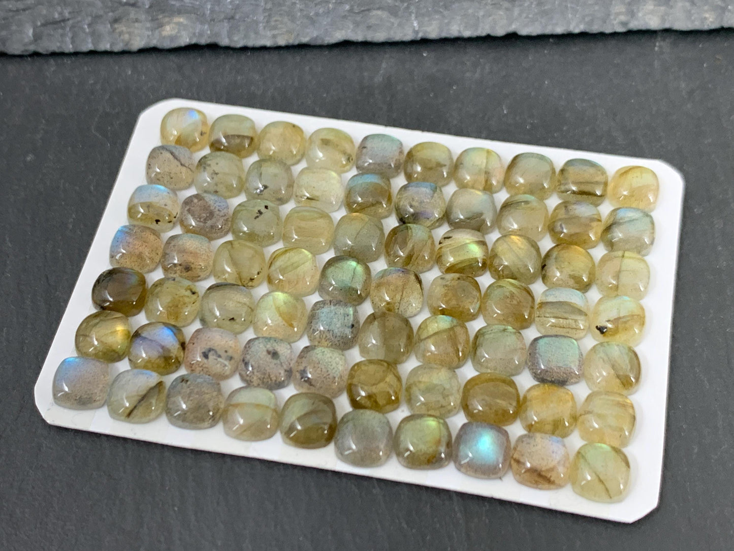 Labradorite Square Cushion 6mm Calibrated Cabochon - Natural Gemstone