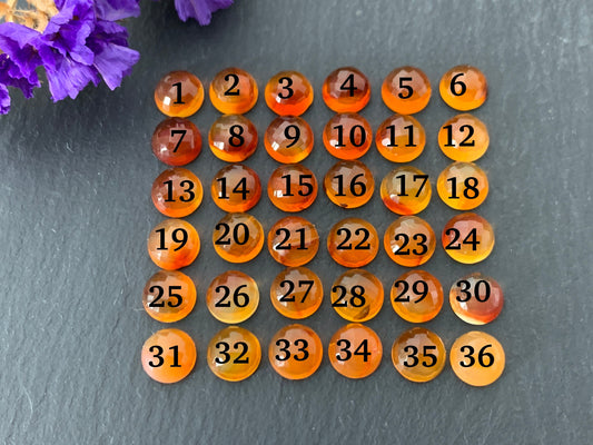 Faceted Carnelian round 6mm cabochon - Calibrated cabochons
