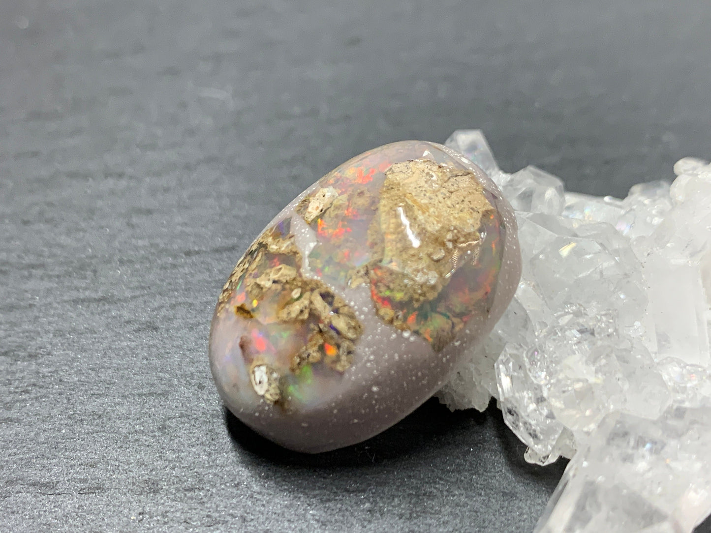 Ethiopian Opal Cabochon – Stabilized Welo Opal with Bright Play of Color - 19x25x10mm