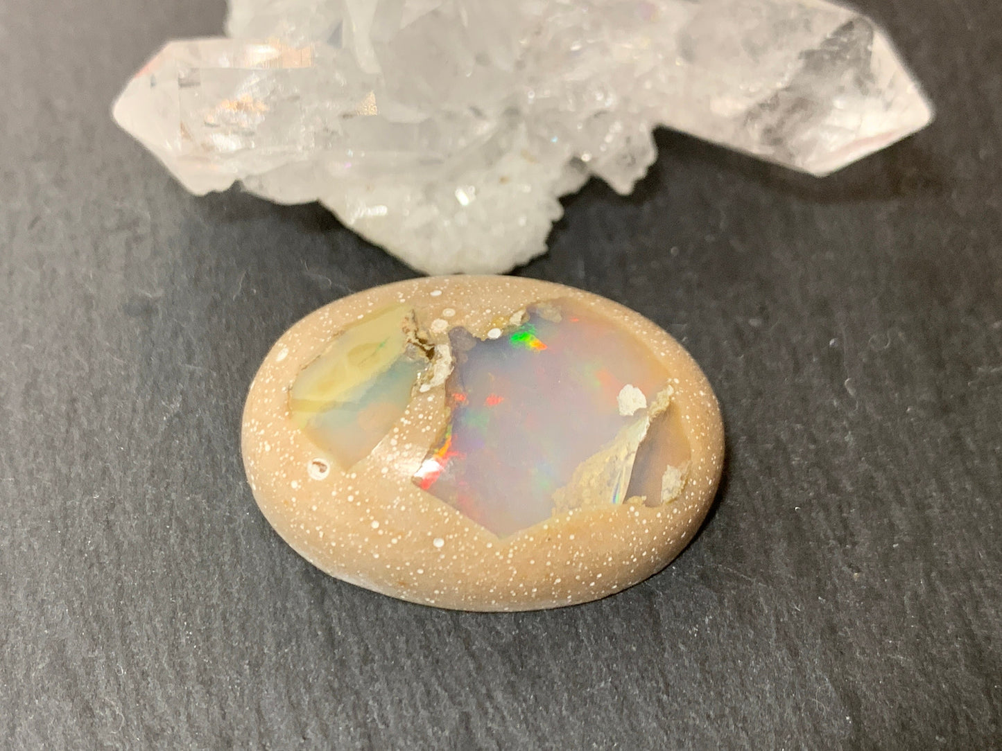 Ethiopian Opal Cabochon – Stabilized Welo Opal with Bright Play of Color - 18x25x8mm