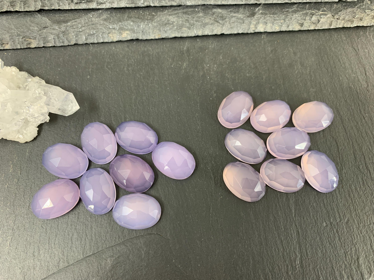 Faceted Lavender Quartz Cabochon 13x18mm - Lab Created Quartz