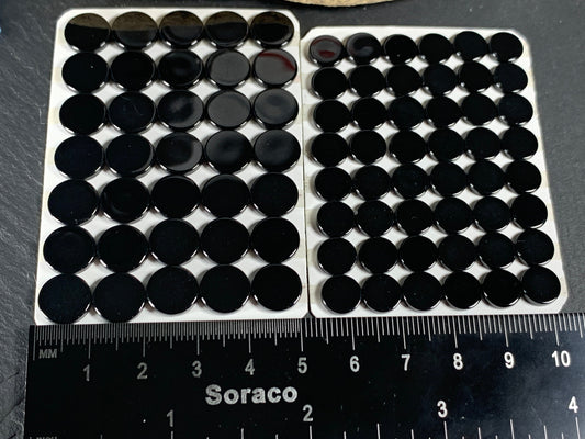 Flat Black Spinel round 8 & 10mm cabochon - calibrated cabochons