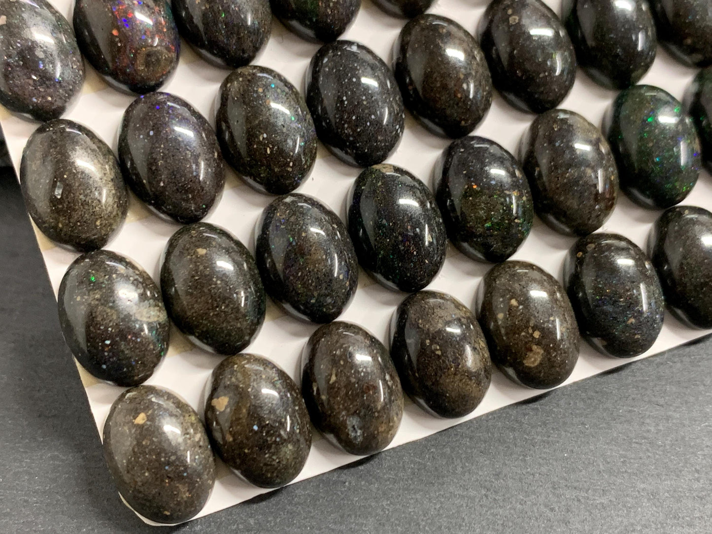 Black Andamooka Opal Oval 10x14mm cabochon  - Matrix Australian Opal