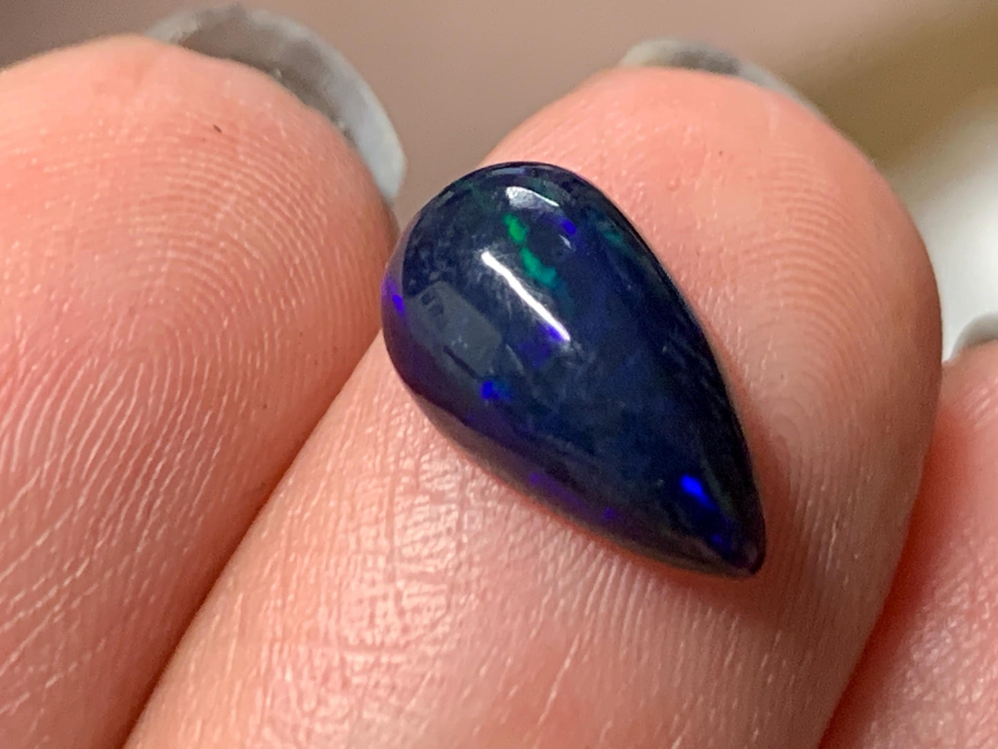 Natural Ethiopian Black Opal 7x12x4mm cabochon