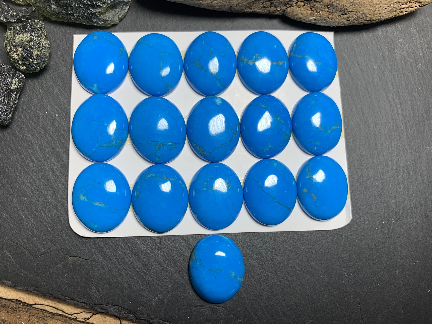 Blue Howlite cabochons 18x22mm - Calibrated cabochons