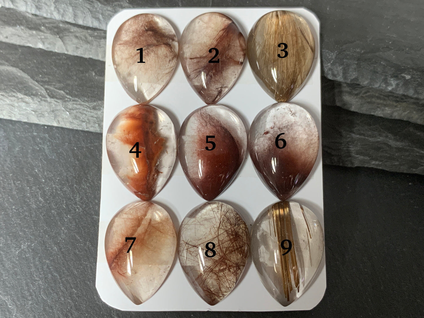 Rutilated Quartz pear 18x25mm cabochon - Calibrated cabochons