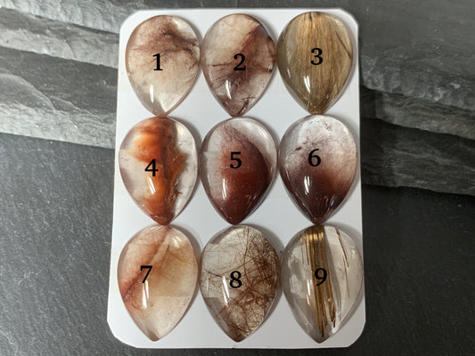 Rutilated Quartz pear 18x25mm cabochon - Calibrated cabochons