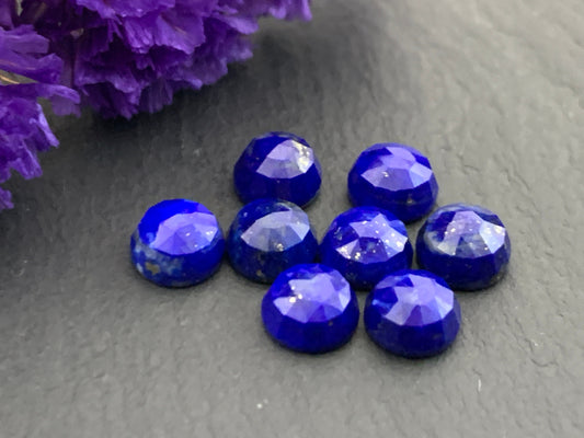 Faceted  Lapis Lazuli round 6mm cabochon - Calibrated cabochons