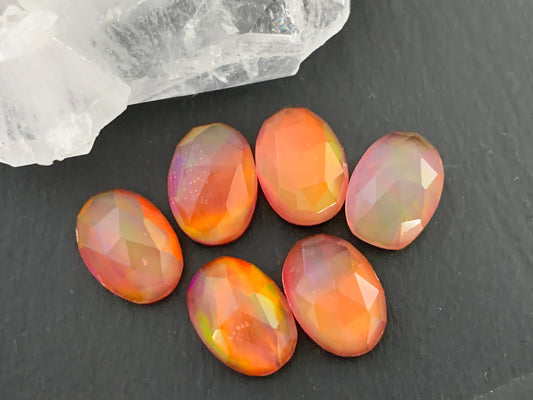 Faceted Aurora Opal 10x14mm doublet cabochons - Doublet cabochons