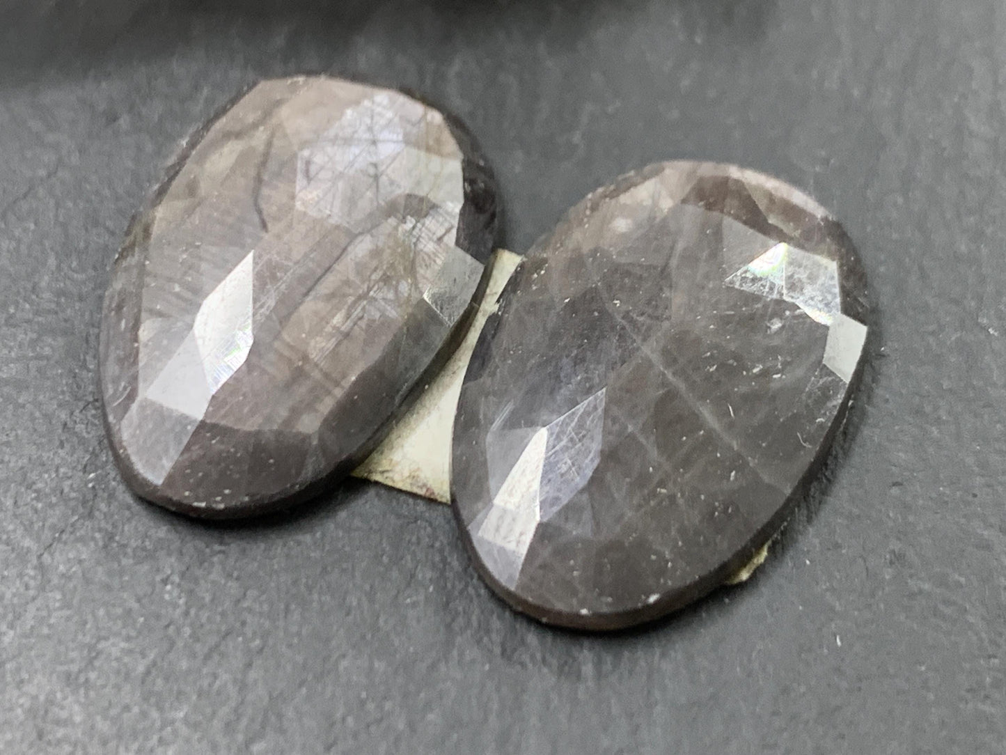 Faceted Star Sapphire pair 14x22x3.5mm cabochon - Sapphire pairs