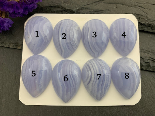 Blue Lace Agate pear 18x25mm cabochon - Calibrated cabochons