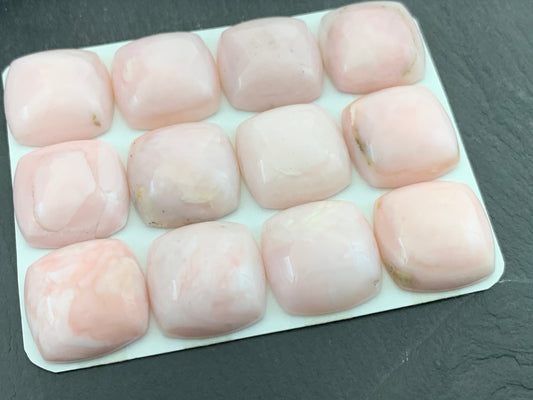 Pink Opal square cushion 20mm cabochon - Calibrated cabochons