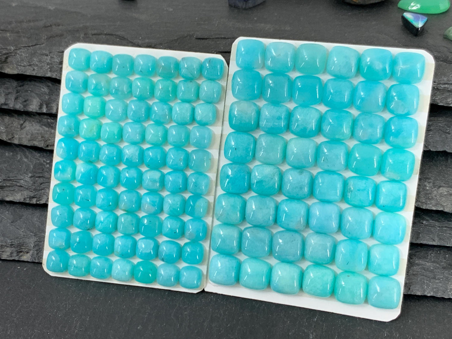 Amazonite square 6mm, 8mm cabochon - Calibrated cabochons
