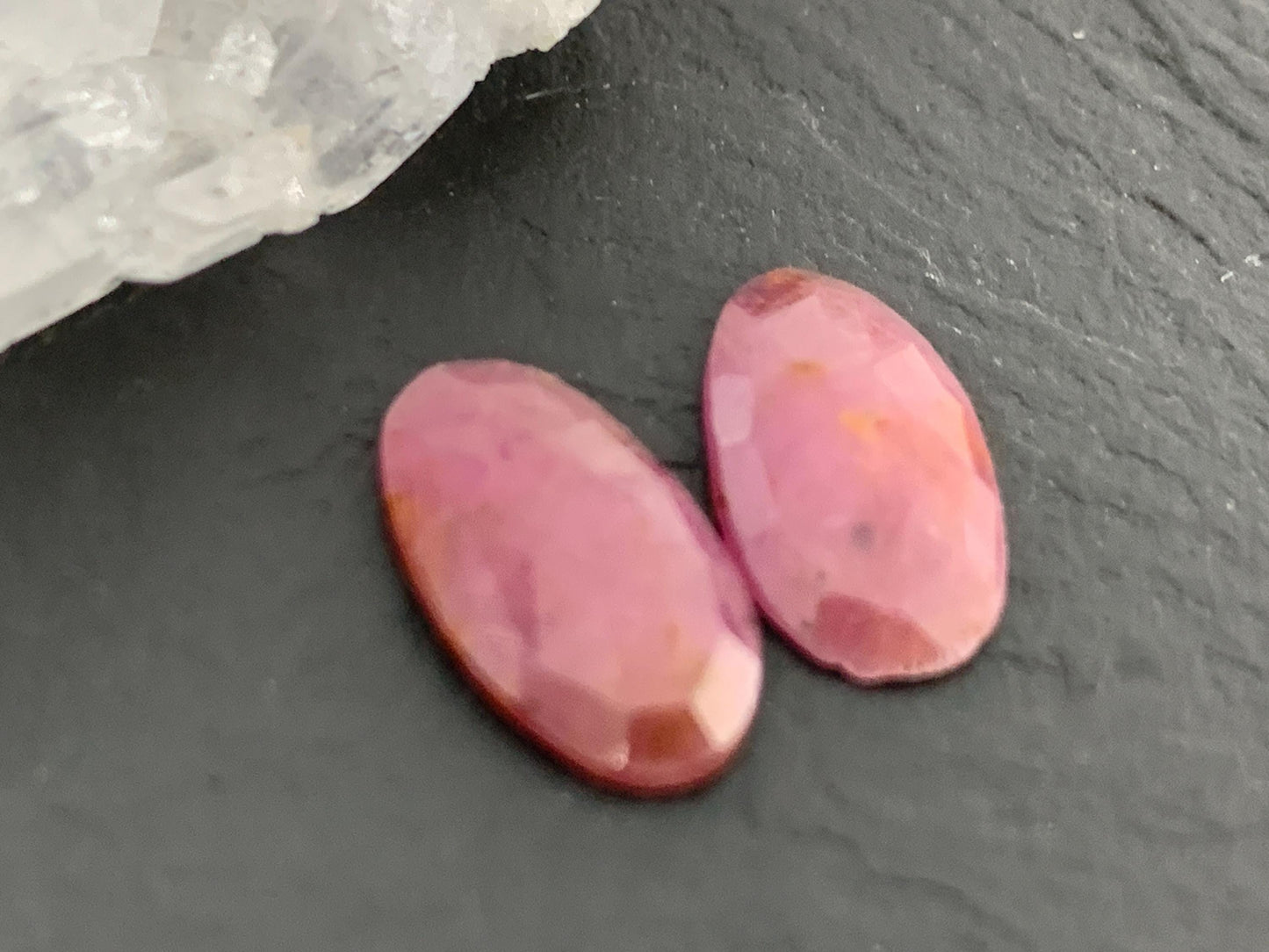 Faceted Ruby pair 7x13x2mm cabochon