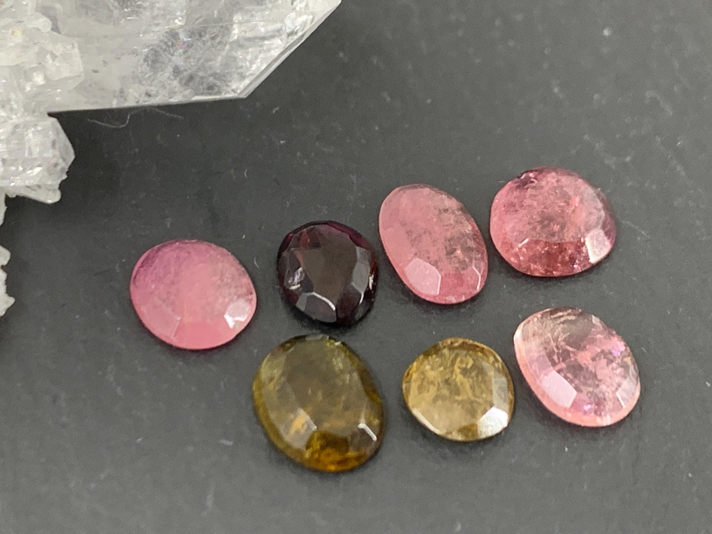 Faceted Tourmaline oval, free form 6-8mm long cabochon
