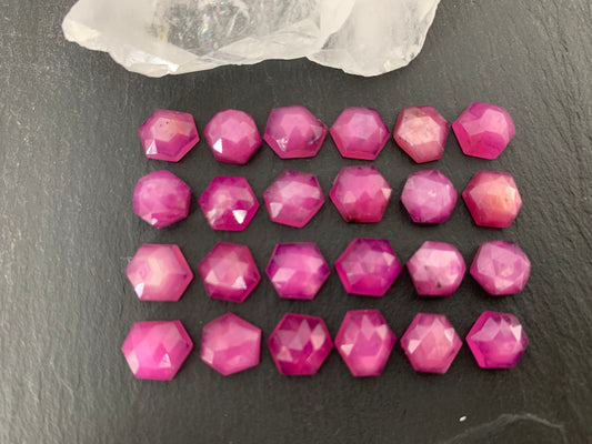 Faceted Pink Sapphire hexagon 7x8mm cabochon