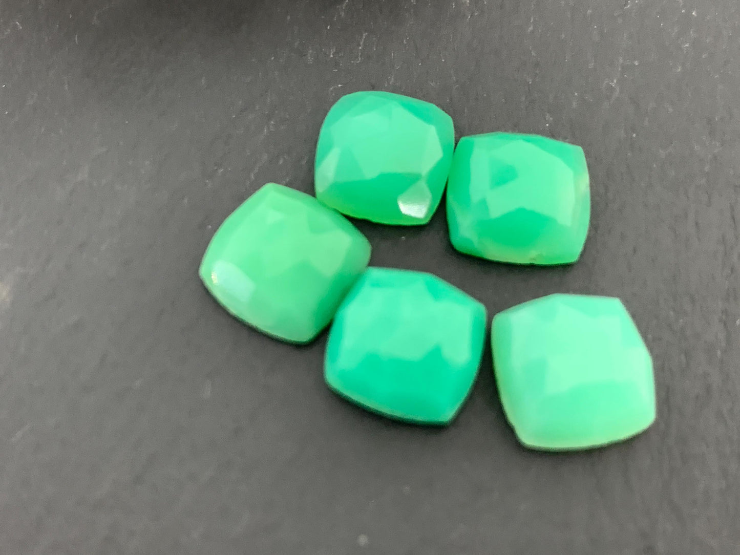 Faceted Chrysoprase square 8mm cabochon