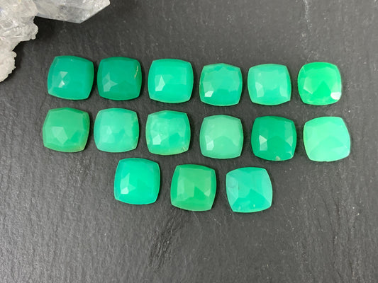 Faceted Chrysoprase square 10mm cabochon