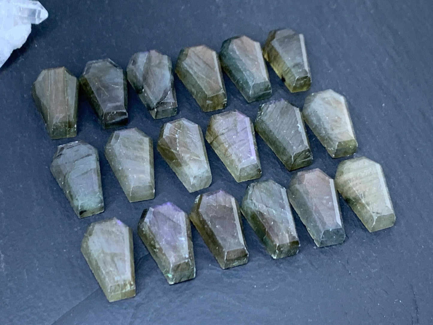 Labradorite Coffin 10x16mm Cabochon. Second quality cabochons