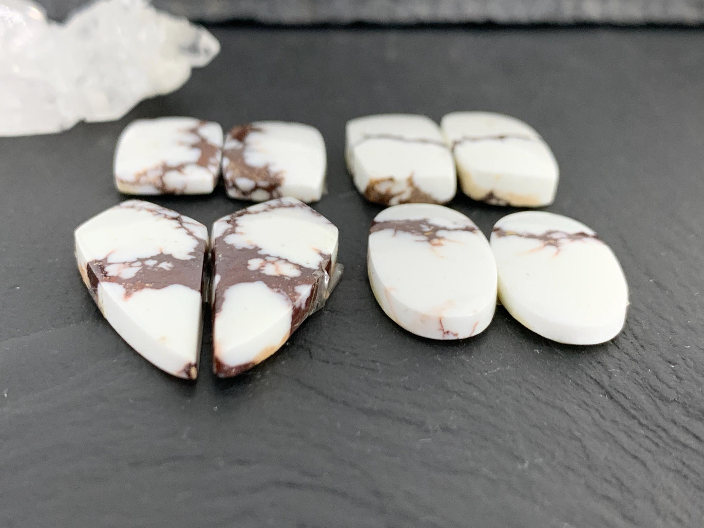 Wild Horse Jasper 18-31mm long cabochon pair