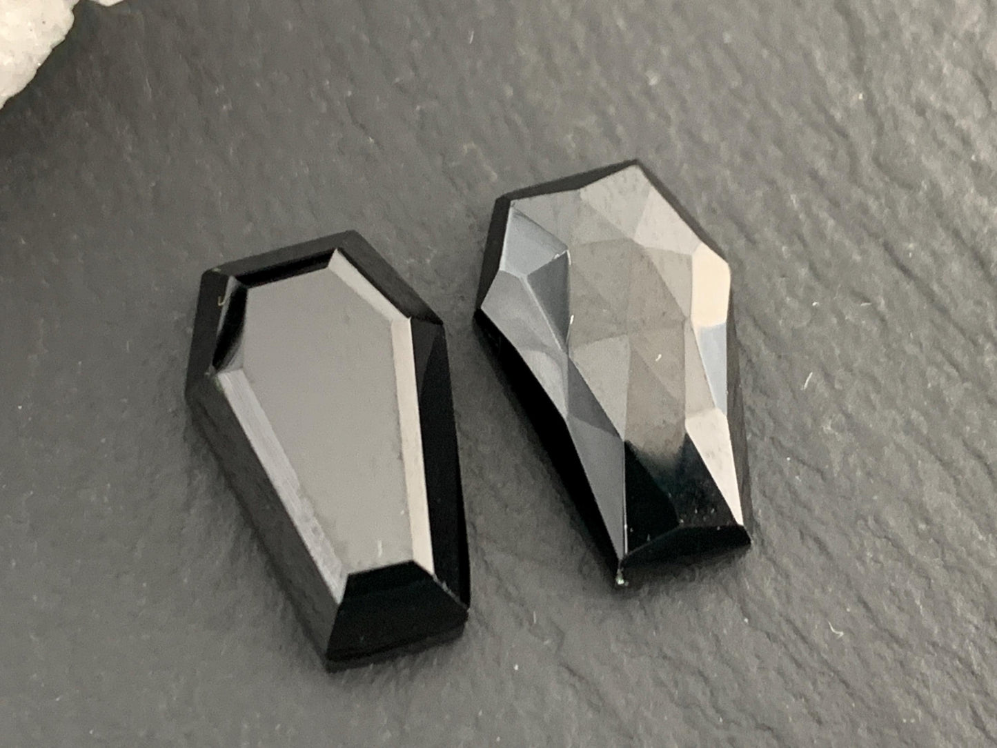 Faceted Black Spinel coffin 10x16mm cabochon