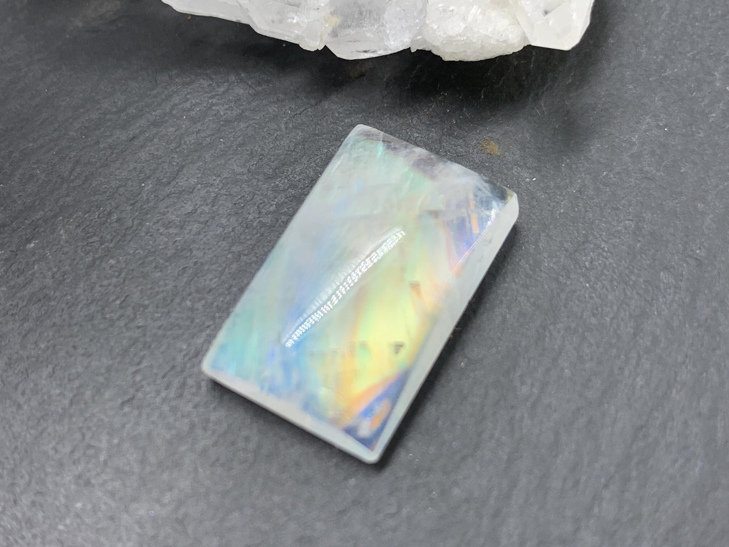 Rainbow Moonstone rectangle 19x12x5mm cabochon