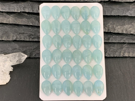 Aquamarine pear 8x12mm cabochon- Calibrated Aquamarine