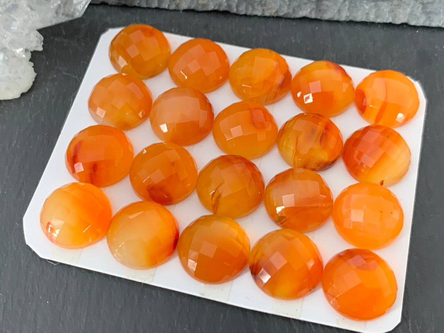 Faceted Carnelian round 13mm Cabochon - Calibrated cabochons