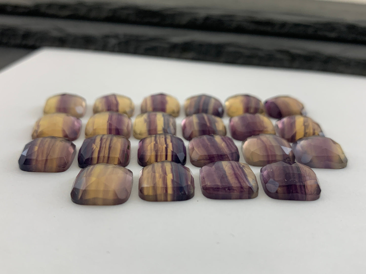 Faceted Fluorite square cushion 12x12mm Cabochon- Select your cabochon