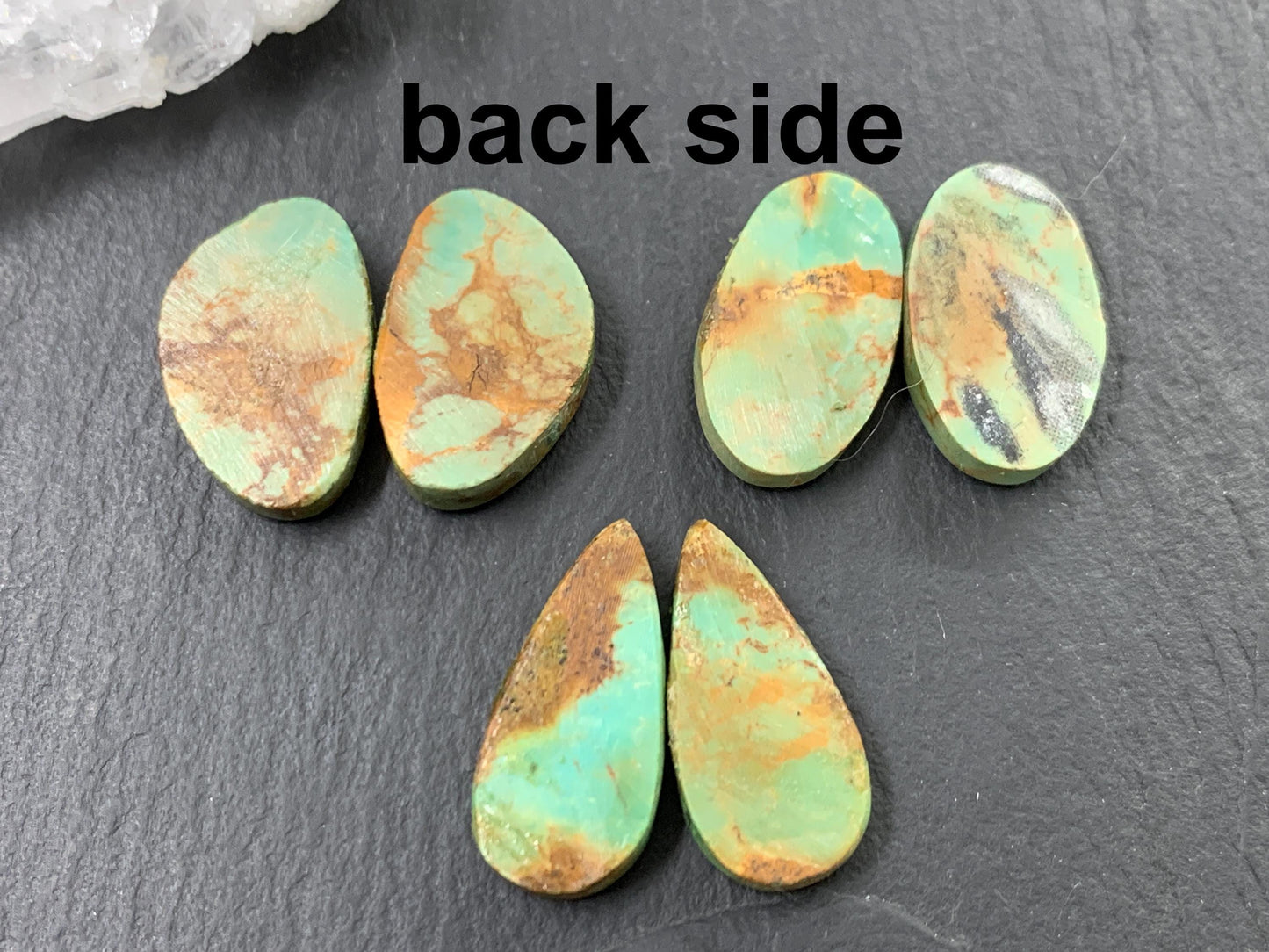 Tibetan Turquoise Pair 19-21mm long Cabochon - Hand Cut Cabochon