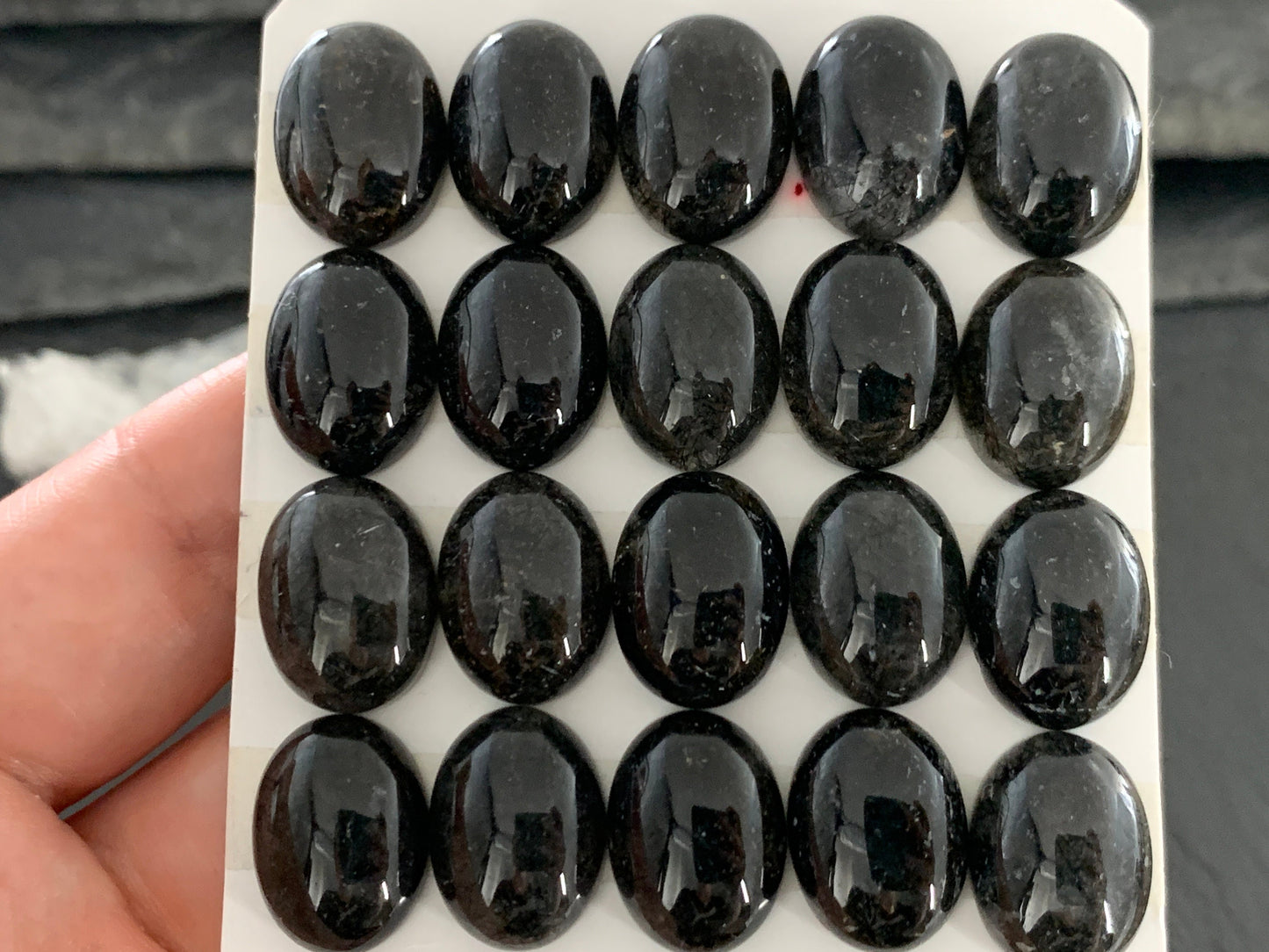 Black rutilated Quartz oval 12x16mm cabochon - Calibrated cabochons