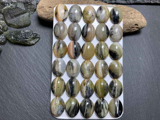 Golden Black Pietersite oval 12x16mm Cabochon - Calibrated Cabochons