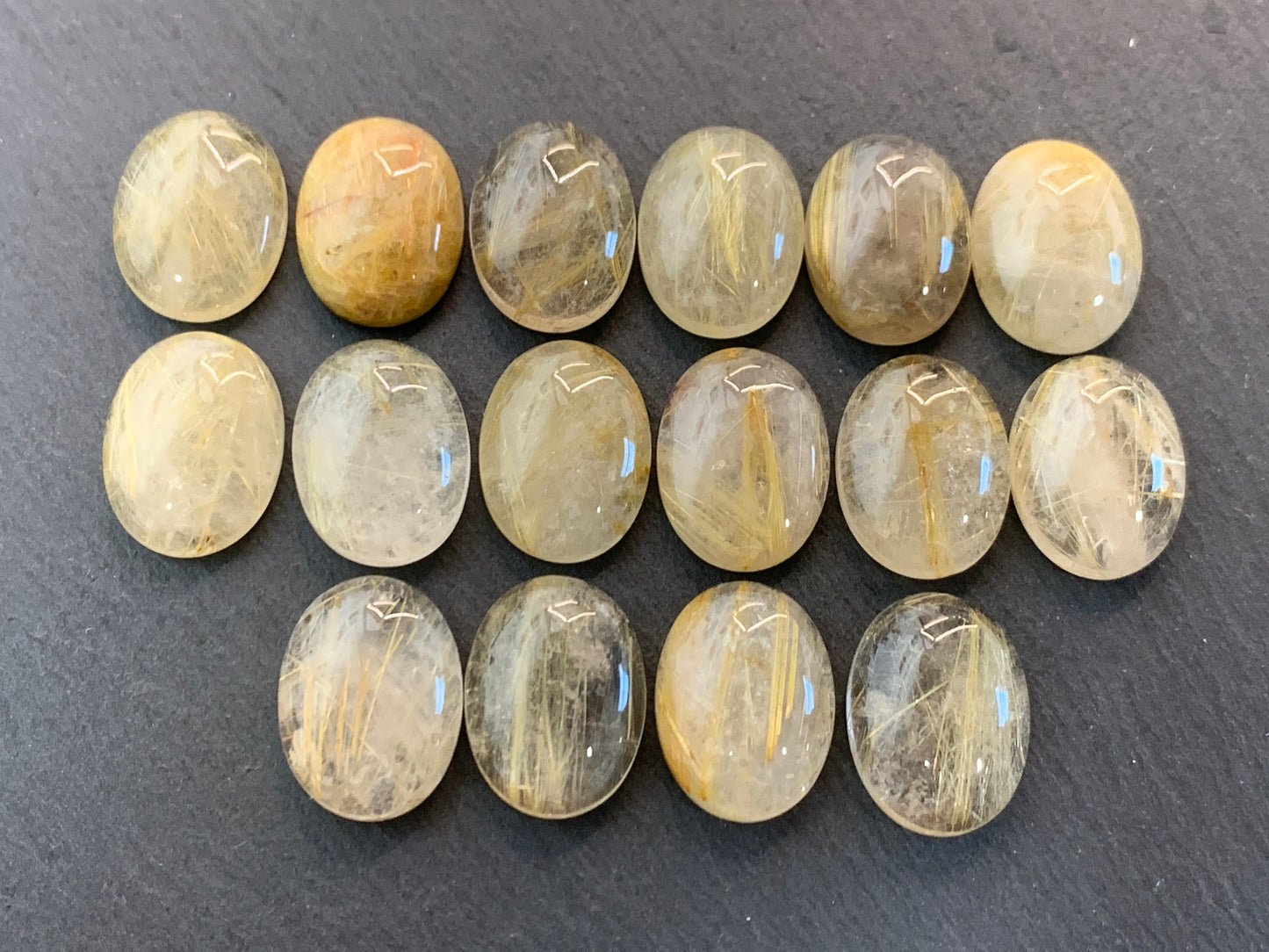 Rutilated Quartz oval 15x20mm cabochon - Calibrated cabochons